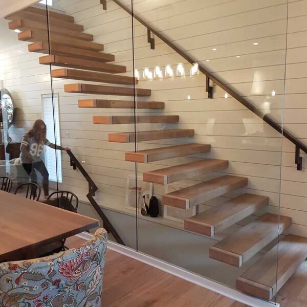 Floating Straight Stair with Glass Wall SSR