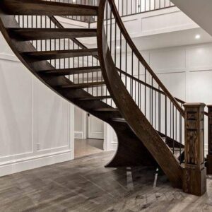 Solid Oak Curved Stair with Open Riser SSR  e