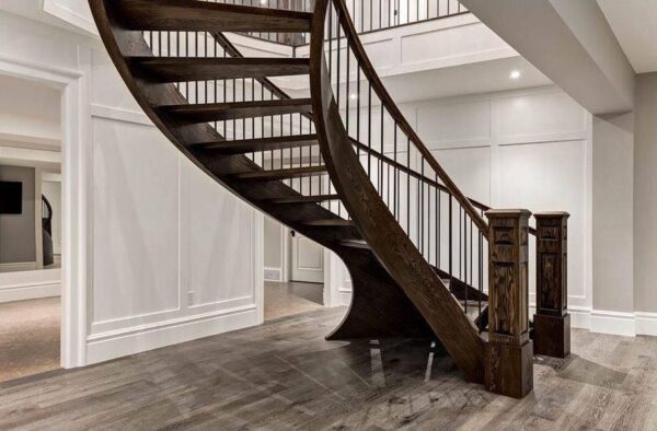 Solid Oak Curved Stair with Open Riser SSR  e