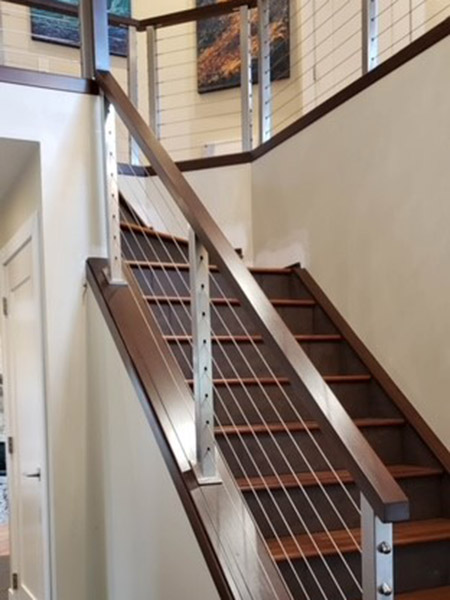Stainless Steel Cable Maple Top Rail - Stairs